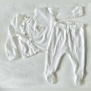 Pottery barn kids baby set white 0-3 month set bunny like new soft cotton